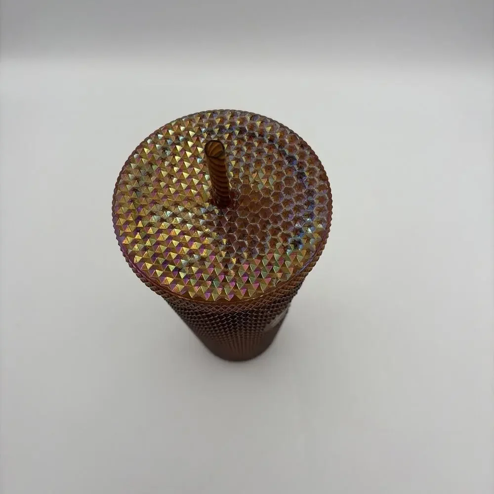 Starbucks 50th Anniversary Studded 24oz Cup Tumbler Bronze‎ Gold Copper USED
